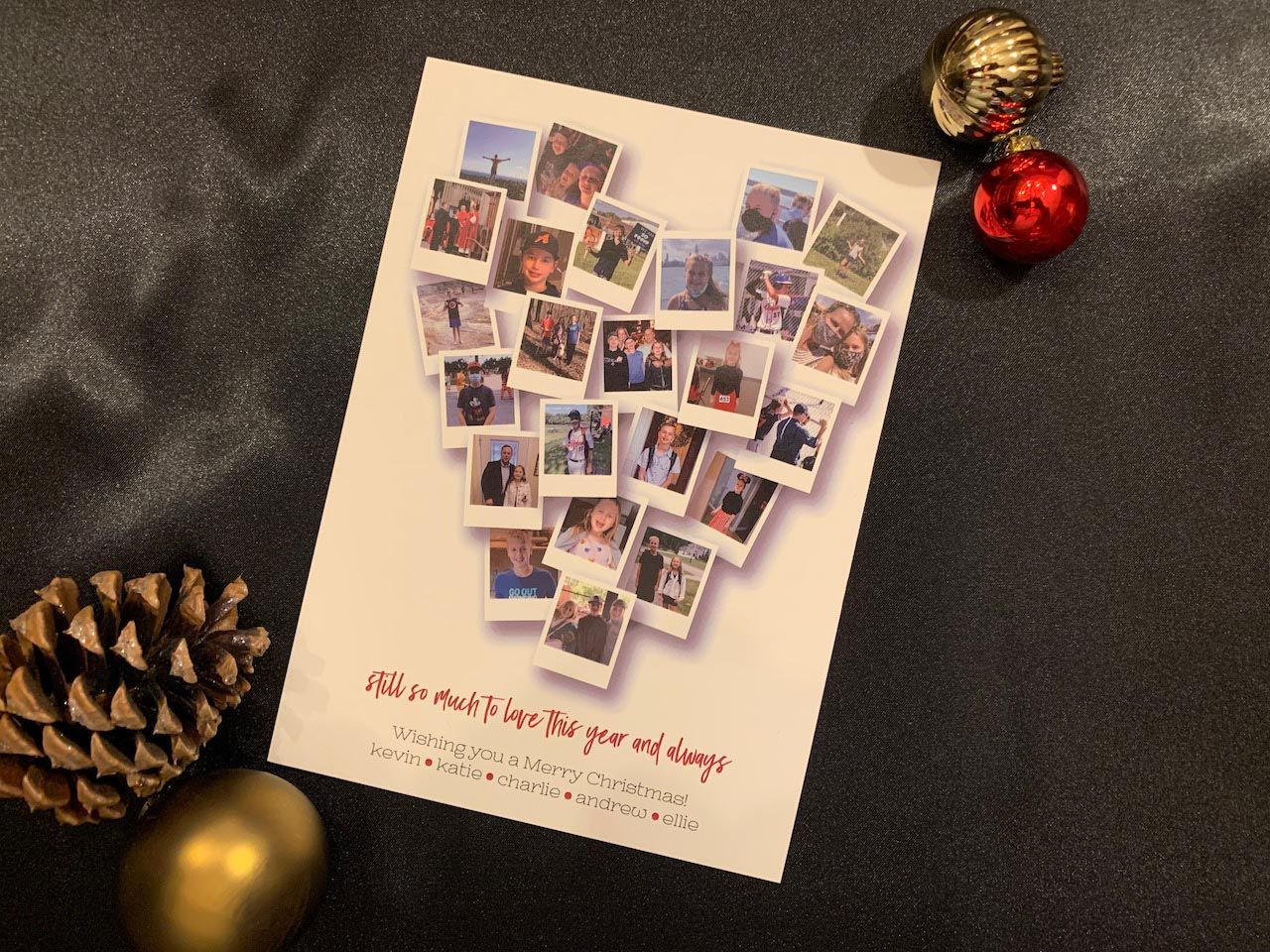 Heart Shaped Collage Christmas Card