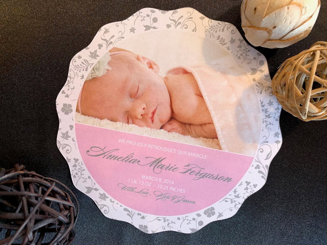 Scalloped Edge Birth Announcement