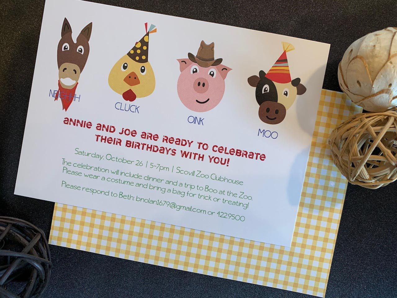 Zoo Themed Birthday Party Invitation