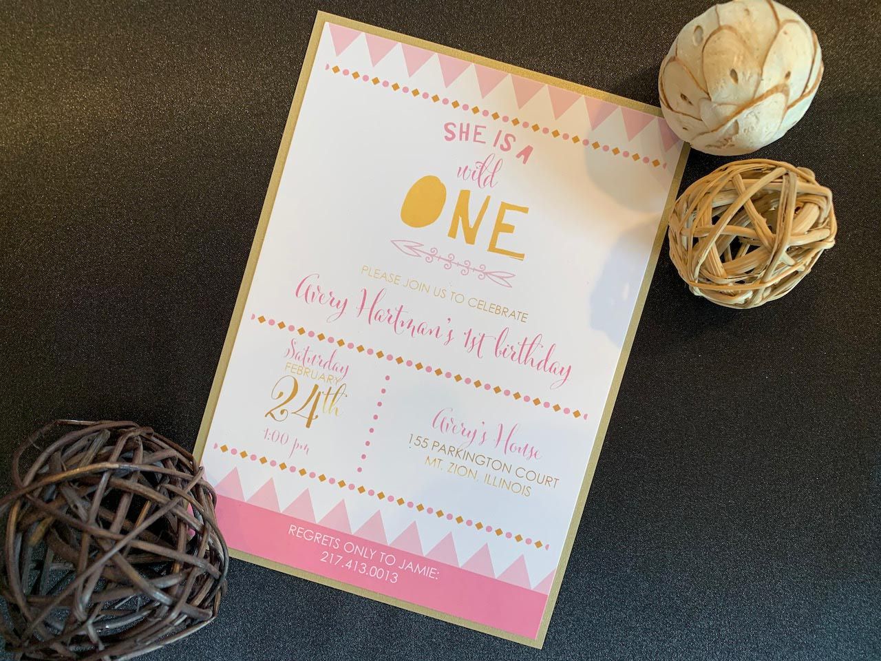 Pink and Gold Birthday Party Invitation