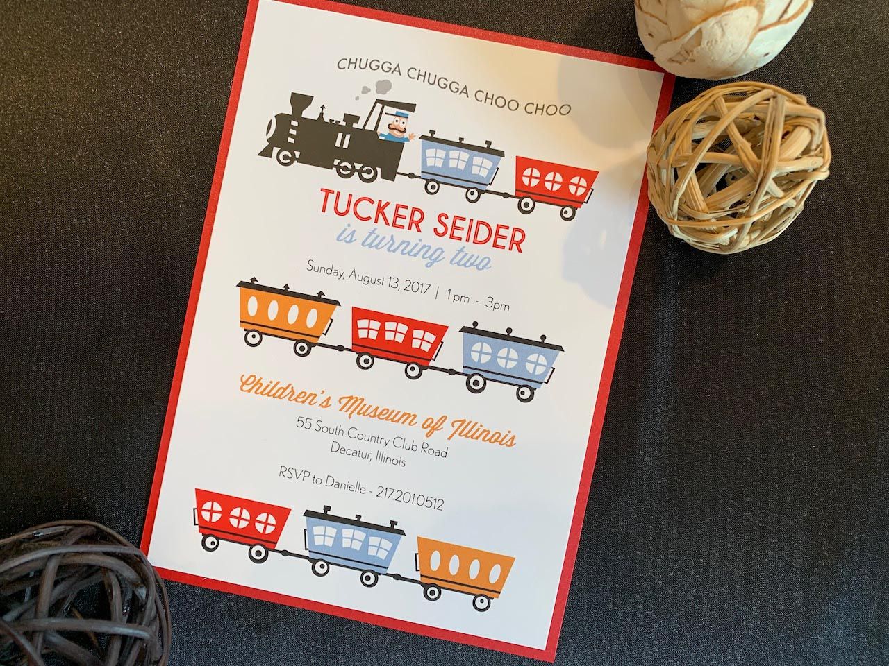 Train Themed Birthday Party Invitation