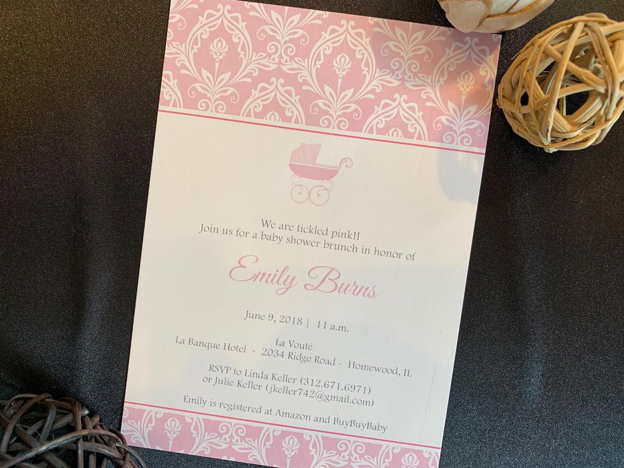 Pink Classic Baby Shower Invitation