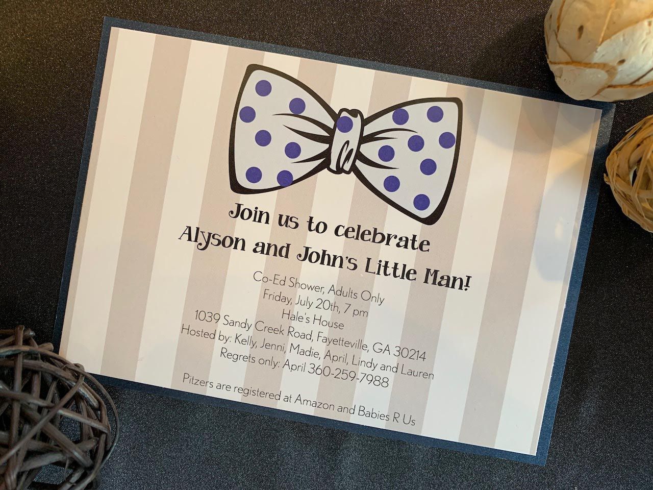 Bow Tie Baby Shower Invitation