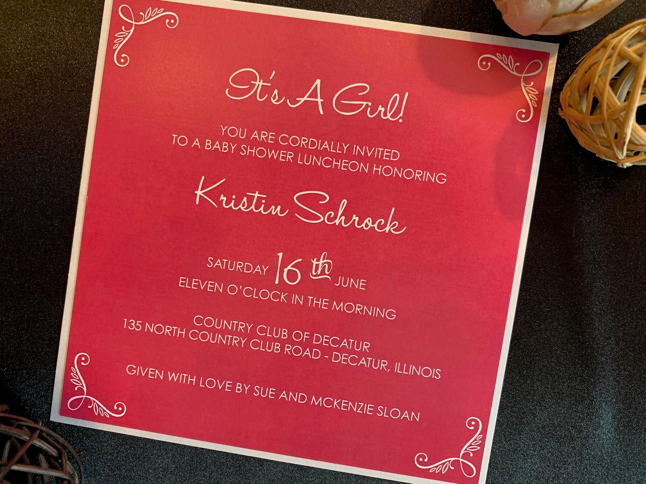 Bold Pink Layered Baby Shower Invitation