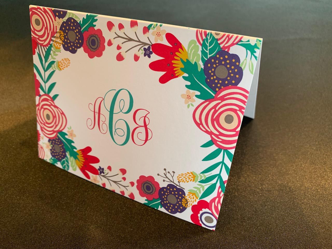 Floral Scroll Monogram Stationery