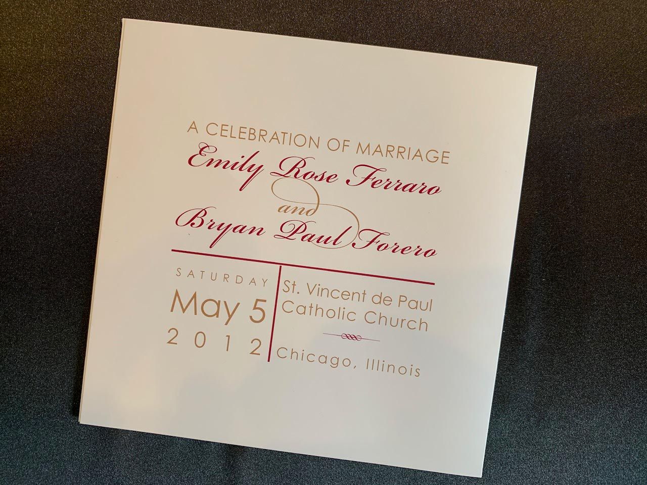 Square Trifold Wedding Program