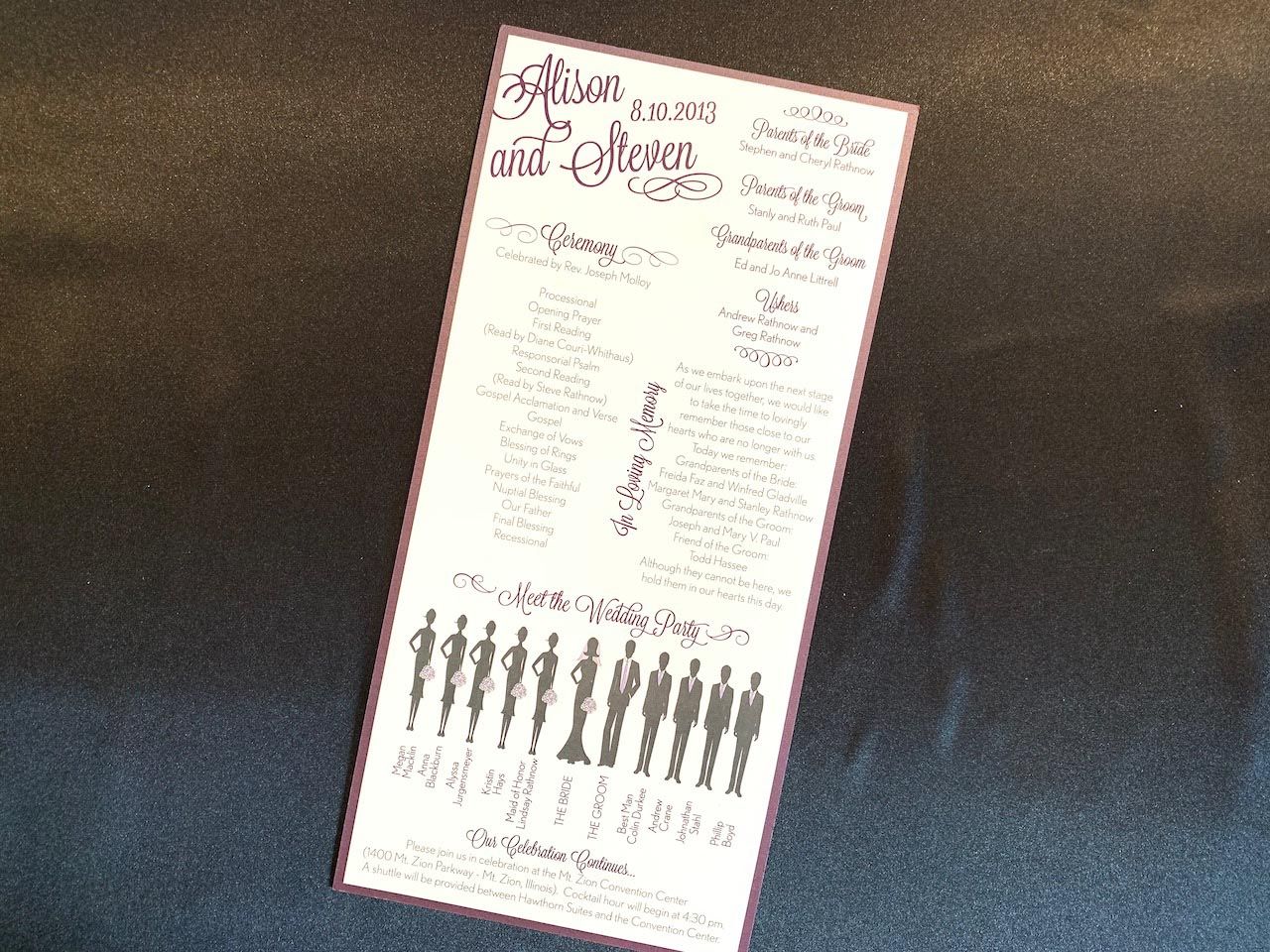 Vertical One Page Layered Wedding Program