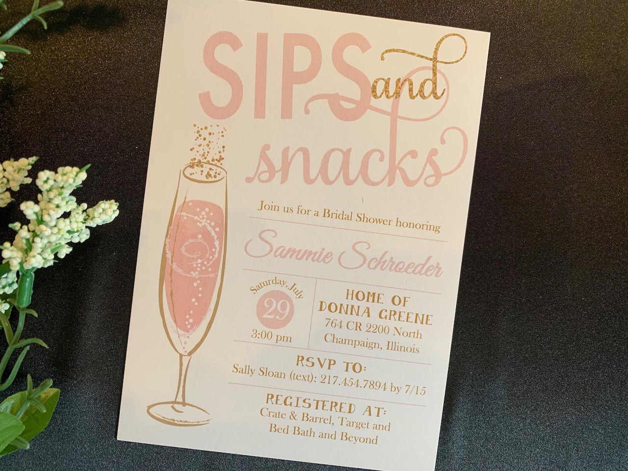 “Sips and Snacks” Shower Invitation